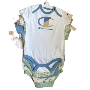 Champion Baby Boy Bodysuit Set 9 Months 100% Cotton Green Multicolors